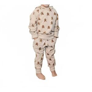 NEW MEBIE BABY gingerbread hooded french terry set in cream